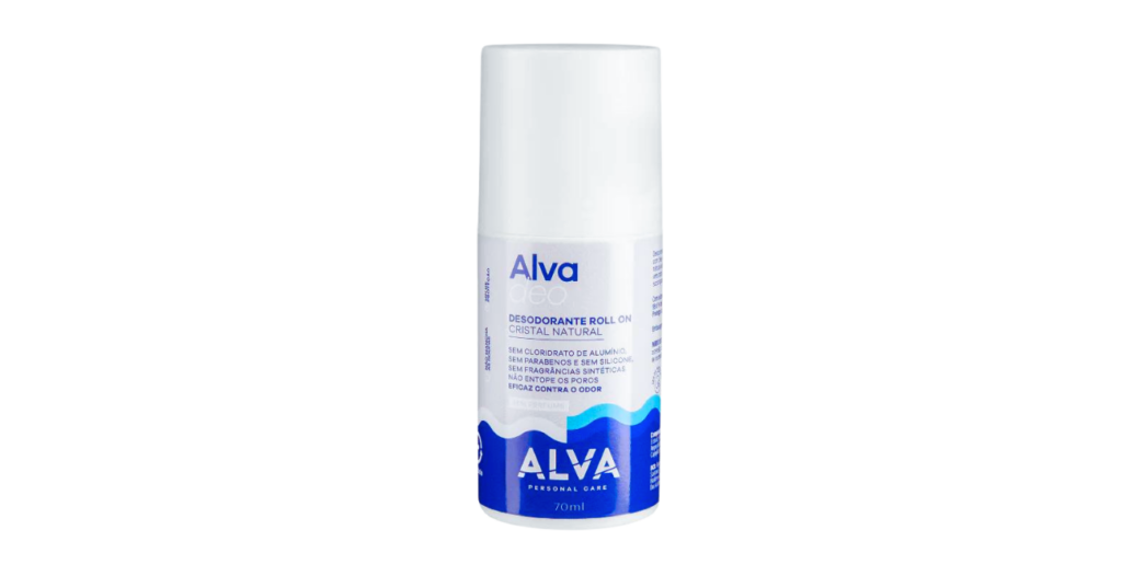 Desodorante Roll On CRISTAL NATURAL sem Perfume Vegano 70ml Alva